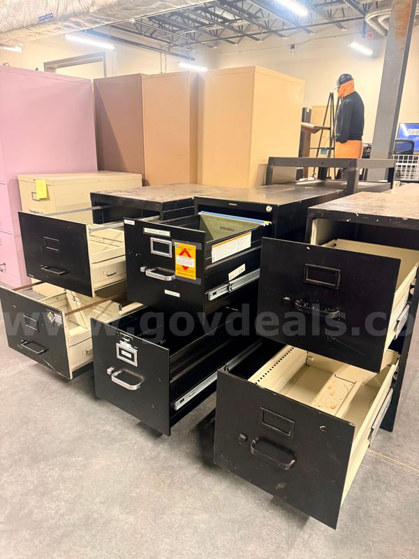 Set of 3 Black Filing Cabinets- 2 Drawer