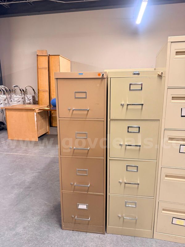 Set of 2 Tan Filing Cabinets