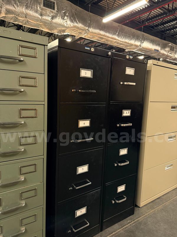Set of 2 Black 4-Drawer Filing Cabinets