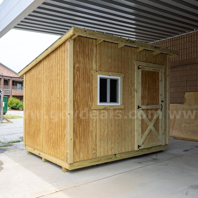 Storage Shed-8' x 10' Heavy-Duty Treated Wood Shed with Metal Roof – Sold As-Is / Buyer Must Haul