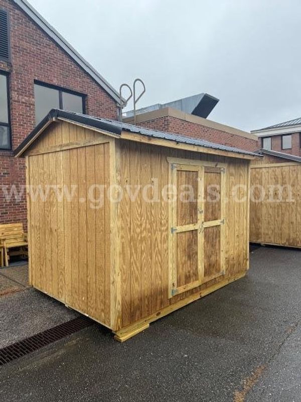 Storage Shed-8' x 12' Heavy-Duty Treated Wood Shed with Metal Roof – Sold As-Is / Buyer Must Haul