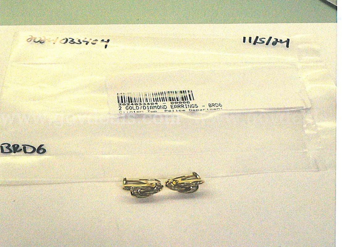 Two (2) Gold Earrings w/Diamond