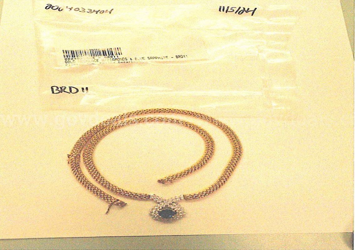 Gold Necklace w/Diamonds & Blue Sapphire