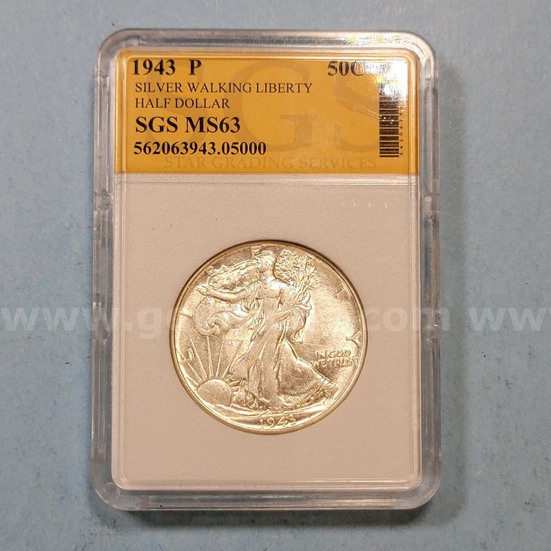1943 P MS63 Silver Walking Liberty Half Dollar