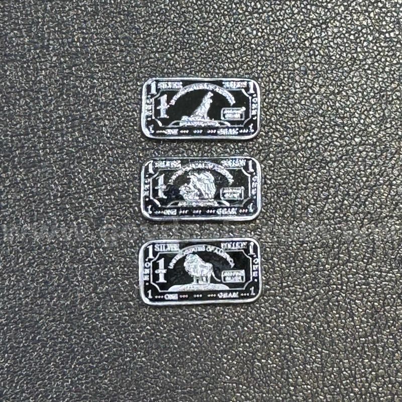 Set of 3 Silver Bar - Wolf, Eagle & Lion