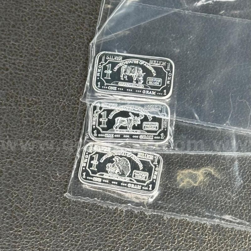 Set of 3 Silver Bar - Rhino, Moose & Eagle