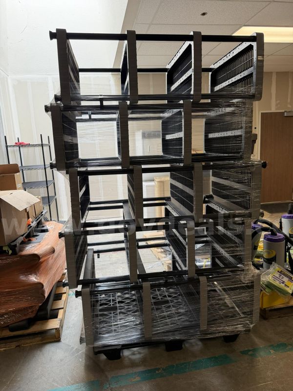 Pallet of plastic shelving