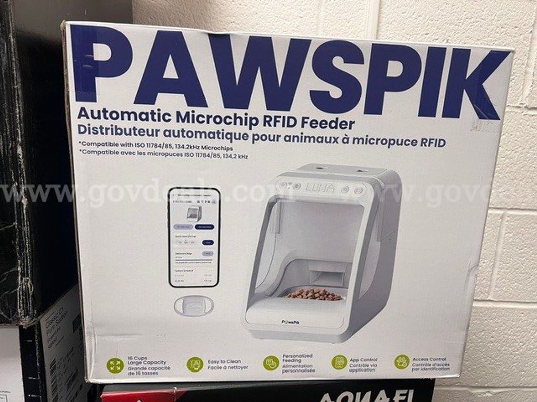 PawsPik Automatic Microchip RFID Cat Feeder, White, 16-cup