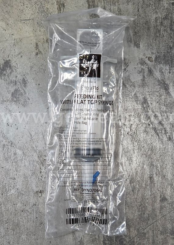 Lot of Approximately 26 Cases - Medline EntraFlo Feeding Kits with Flat Top Syringe (30/Case)