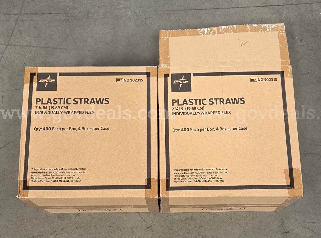 Medline Individually-Wrapped Flex Plastic Straws - 2 Cases (3,200 Total Count)