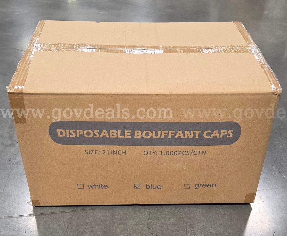Case of 1,000 Blue Disposable Bouffant Caps - 21-Inch, New/Unused Surplus