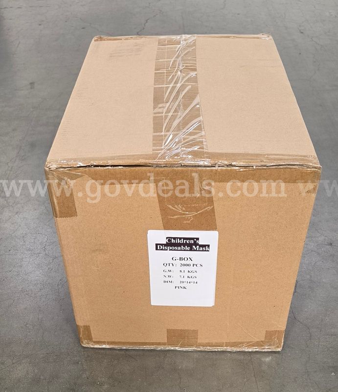 2 Surplus Cases of Children's Disposable Face Masks - Pink (2,000 PCS per case) Expired 6/8/2022