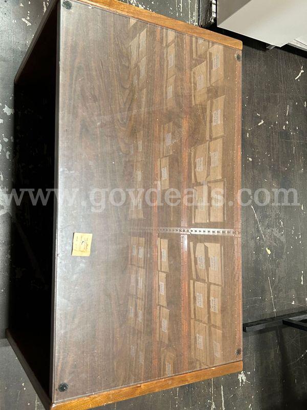 Brown Table with Glass Top