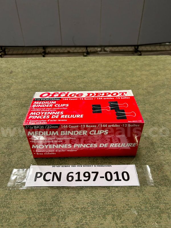 Binder Clips, Medium, Office Depot, Qty: 144 count