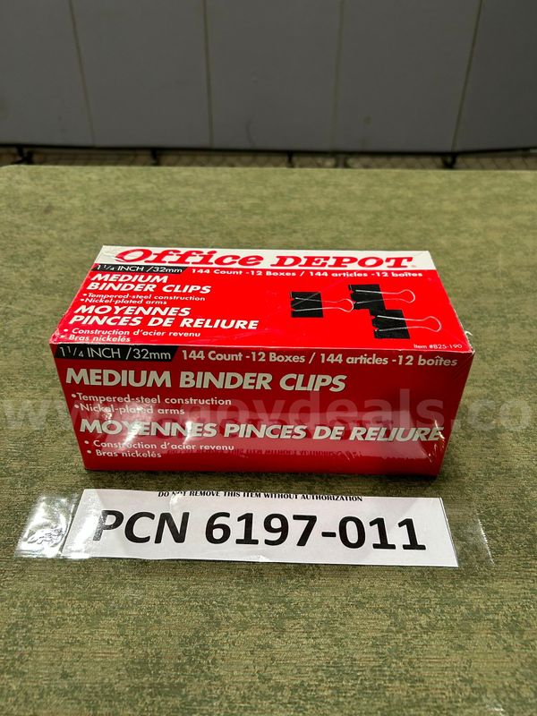 Binder Clips, Medium, Office Depot, Qty: 144 count