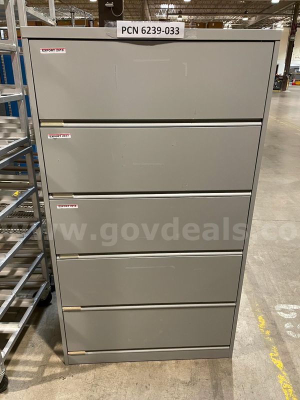 Filing Cabinet, 5-Drawers, Lateral, Metal