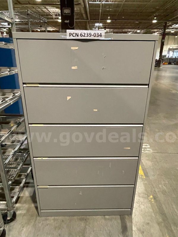 Filing Cabinet, 5-Drawers, Lateral, Metal