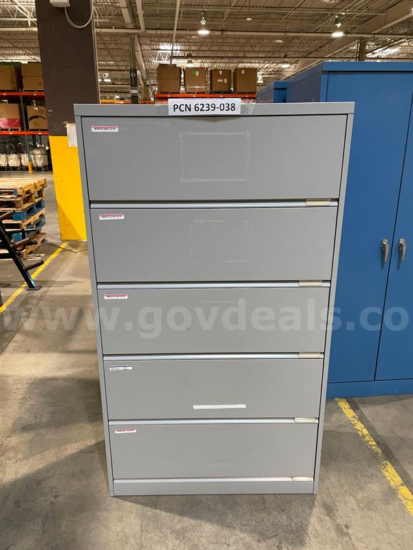 Filing Cabinet, 5-Drawers, Lateral, Metal