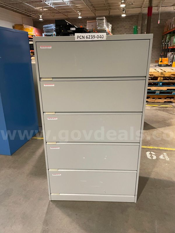 Filing Cabinet, 5-Drawers, Lateral, Metal
