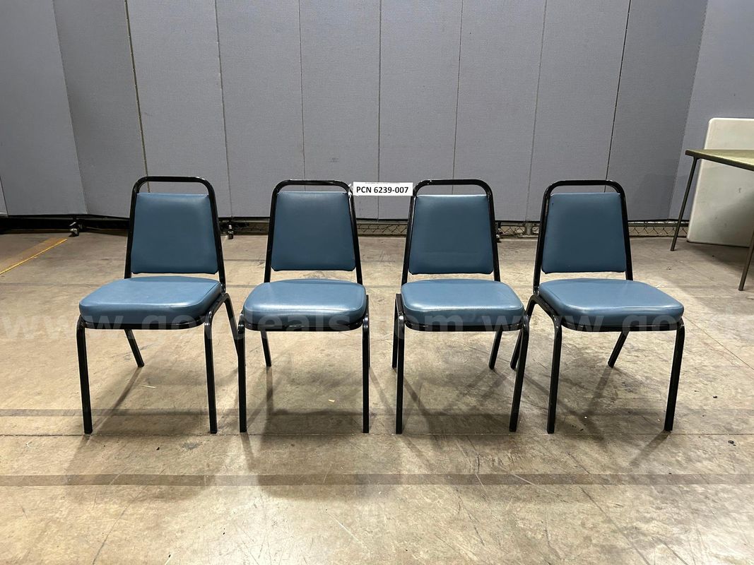 Guest Chair, Armless, Blue, Metal Frame, Stackable