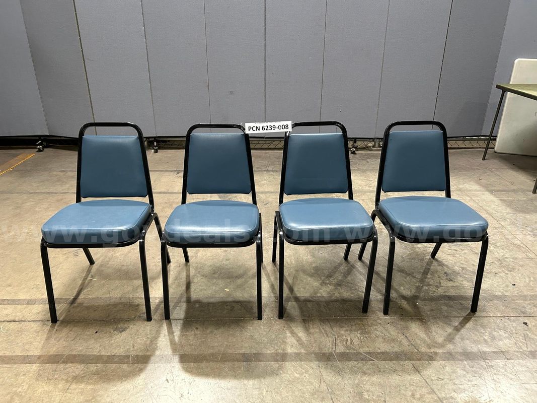 Guest Chair, Armless, Blue, Metal Frame, Stackable