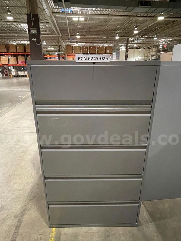 Filing Cabinet, 5-Drawers, Lateral, Metal, With Key