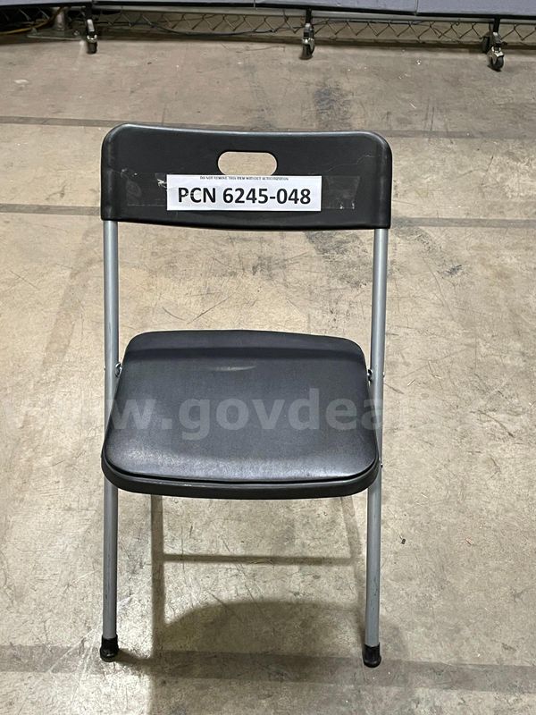 Chair, Folding, Foam Pad (polyurethane); Plastic Back with Handle, Metal Frame-Legs