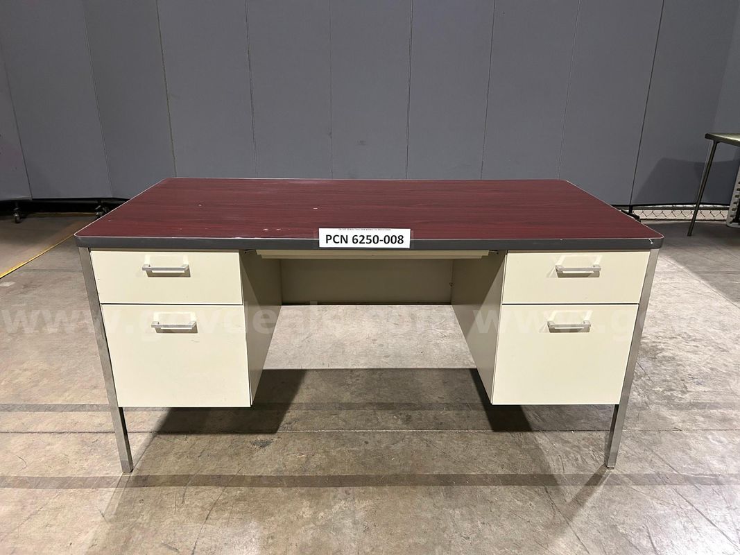 Desk, 5-Drawers, Wood-Top, Metal