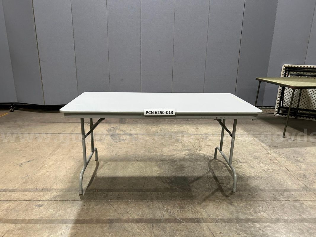 Table, Display, Wood Top, Metal Frame, Foldable Legs