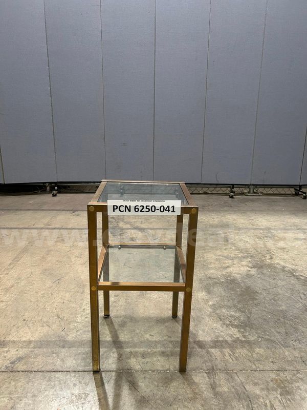 End Table, 2-Tier, Glass, Metal (cracked corner)