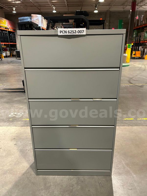 Filing Cabinet, 5-Drawers, Lateral, Metal, With Key