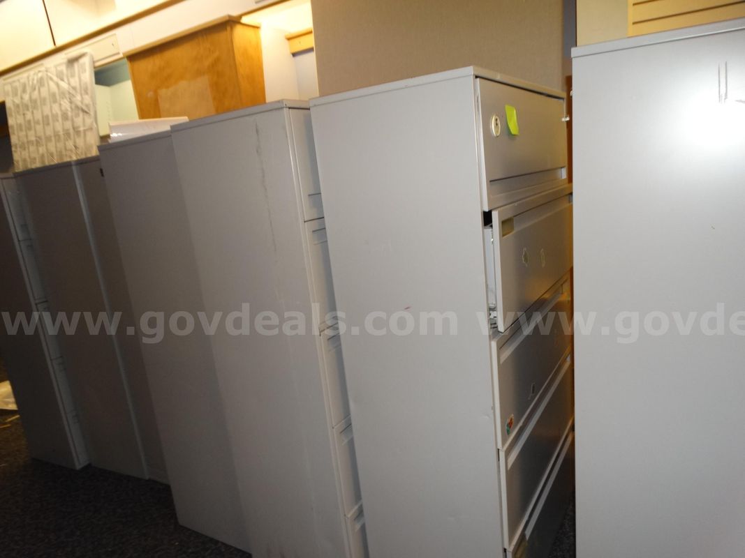 10 File Cabinets & 10 Metal Bookshelves - Used