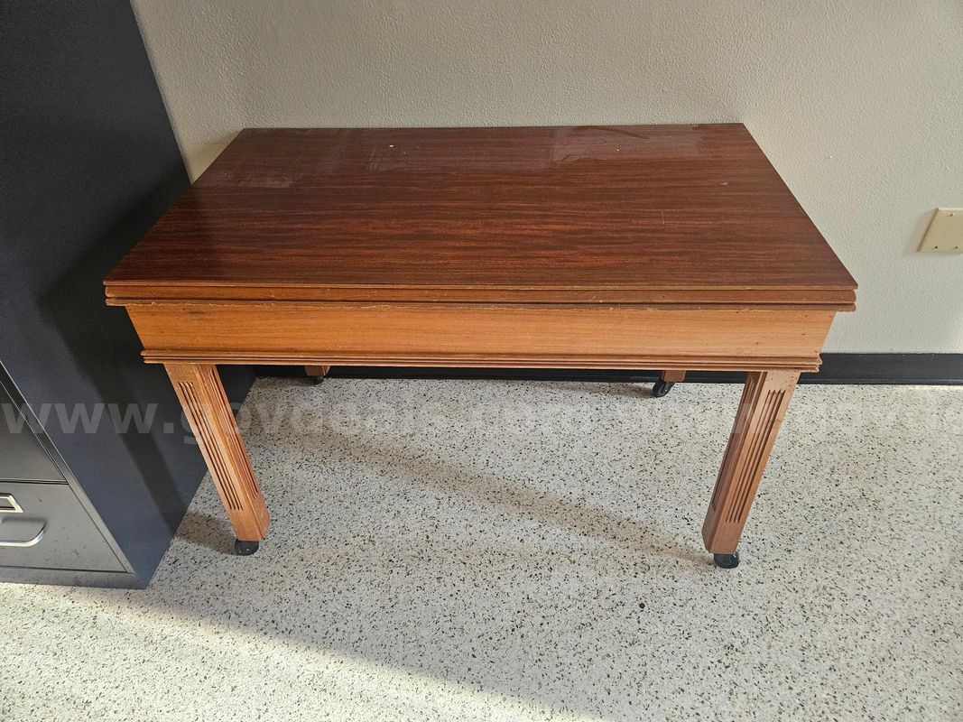 Wood Office End Table with Casters