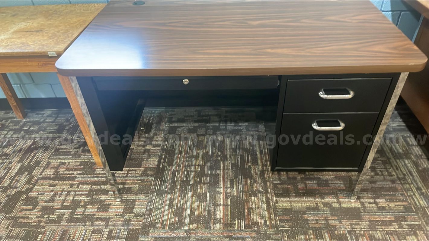 Metal Desk with Wooden Top