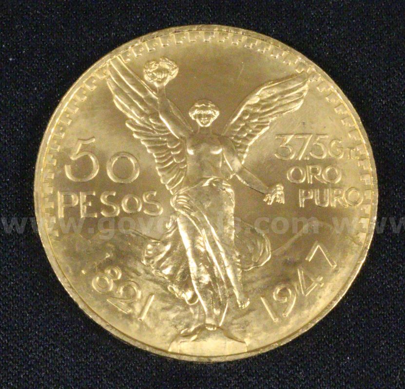 1947 Gold Mexico 50 Peso Coin, 41.6 Grams