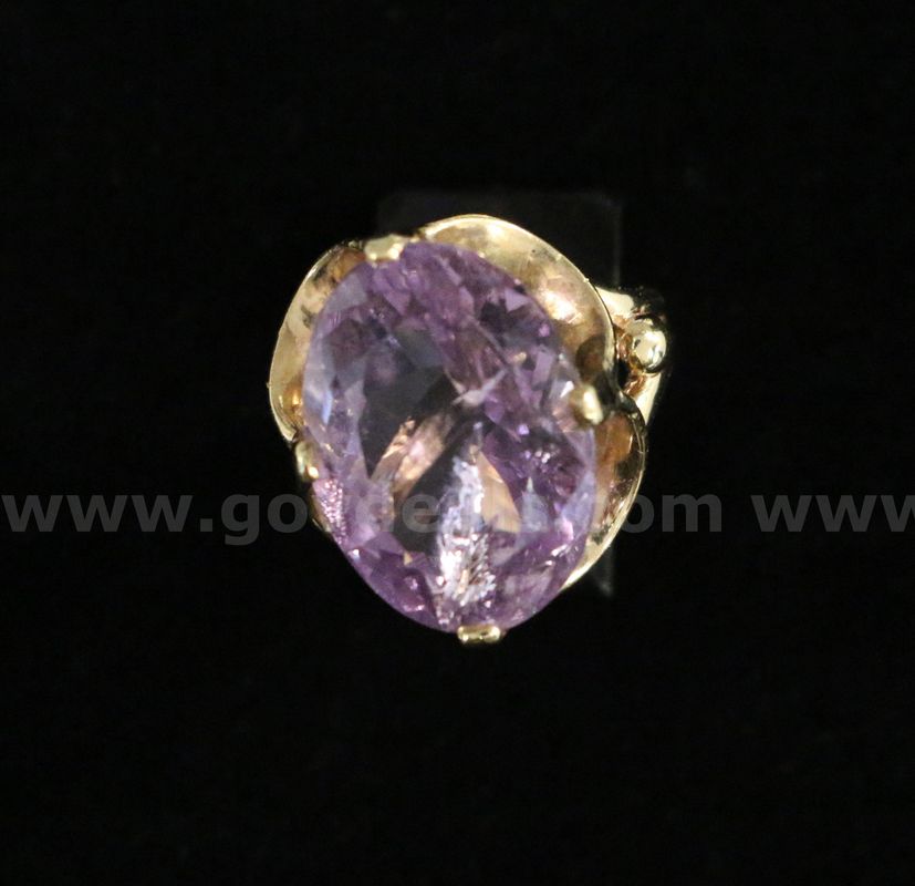 14k Yellow Gold Cocktail Ring with Amethyst, 10.6 Grams