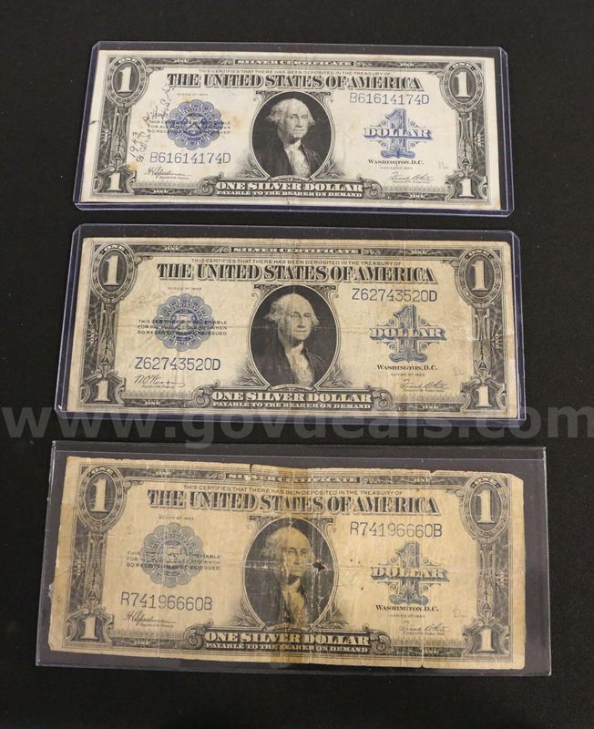 3- 1923 $1 Large Currency Silver Certificate Notes