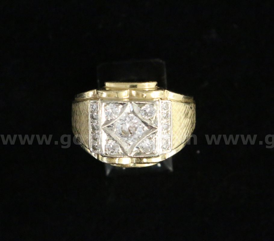 14K Yellow Gold Ring With Diamonds, 8.6 Grams