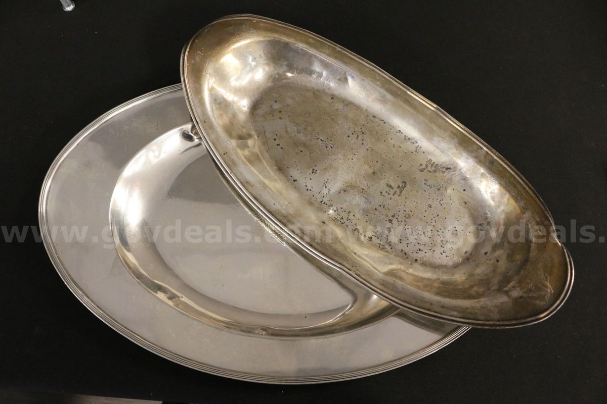 Revere Silversmith and Unger Brothers Sterling Silver Trays, 786.5 Grams Total