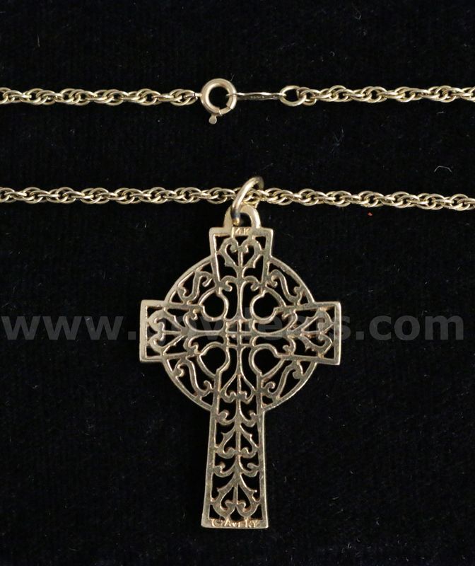14K Y/G James Avery Celtic Cross With 14K Y/G Necklace, 12.6 Grams