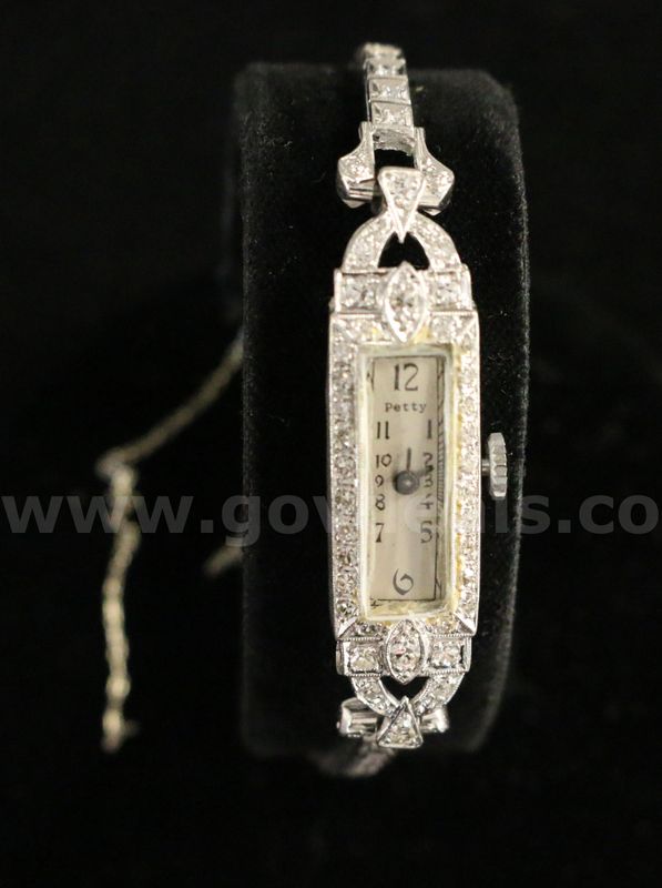 Ladies' Platinum and Diamond Croton Watch with Quartz Movement, 14.3 Grams