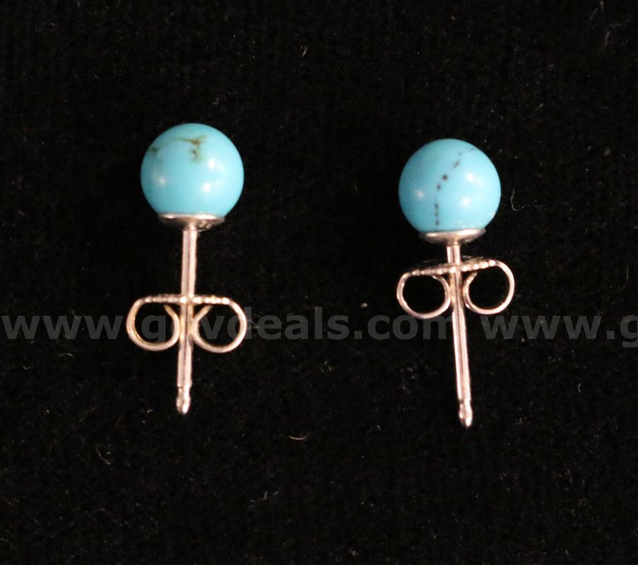 James Avery Sterling Silver Stud Earrings With Turquoise Stones, 1.0 Grams