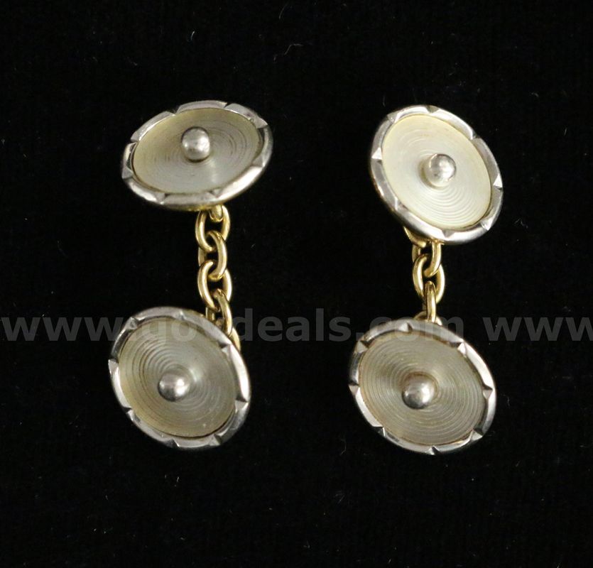 18K Yellow/White Gold Cuff-Links, 9.3 Grams