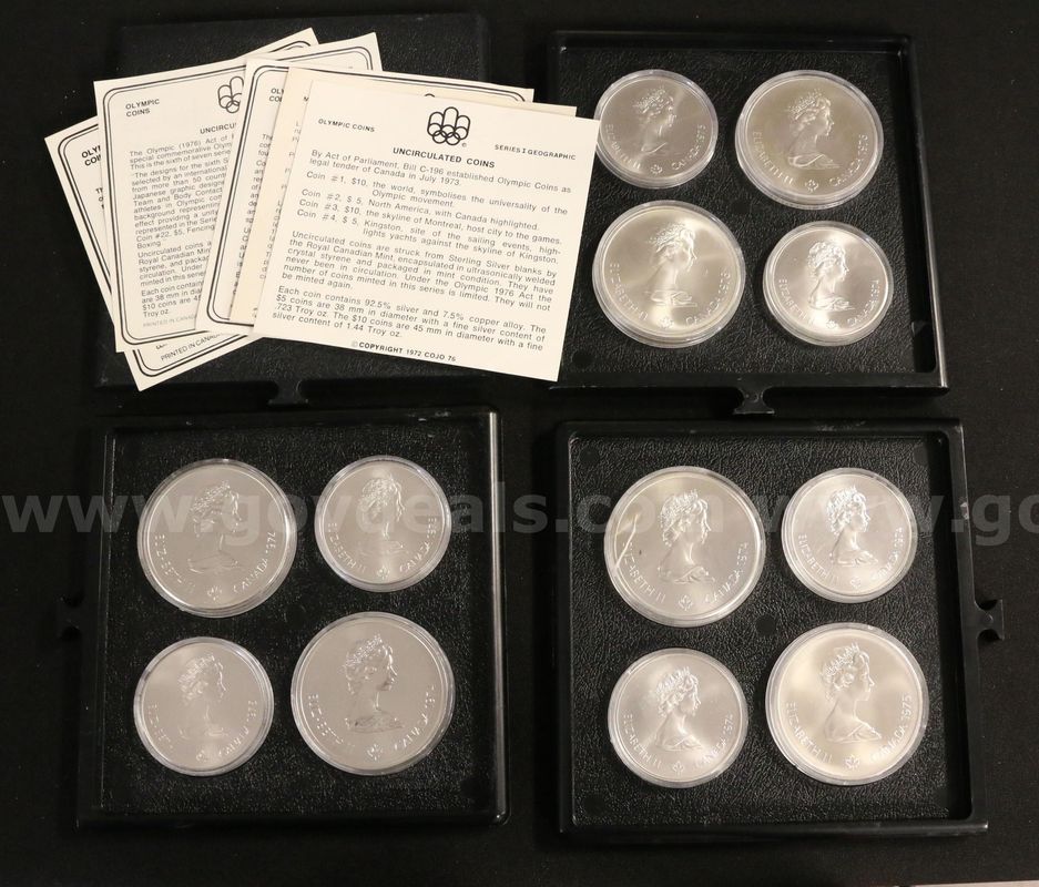 16- 1976 Canadian Olympic Sterling Silver Coins, 437.4 Grams Total