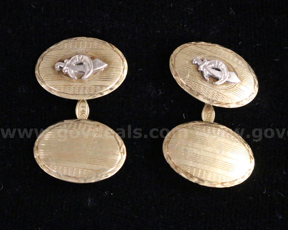 14k Yellow Gold Shriner Emblem Cuff Links, 3.1 Grams