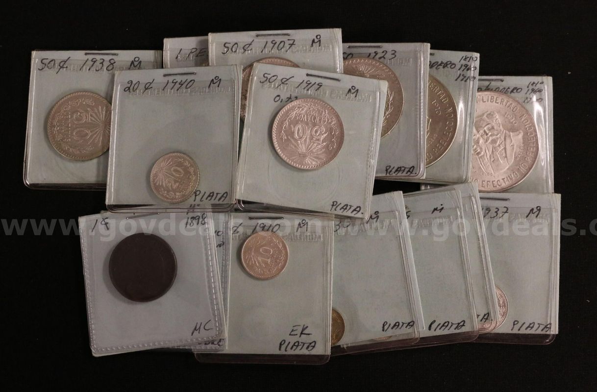 17 Mexico Assorted Denomination Silver and Copper Coins, 156.9 Grams