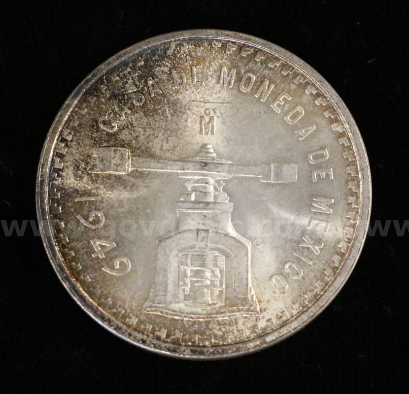 1949 Mexico Casa de Moneda 1 Oz. Sterling Silver, Graded Choice BU
