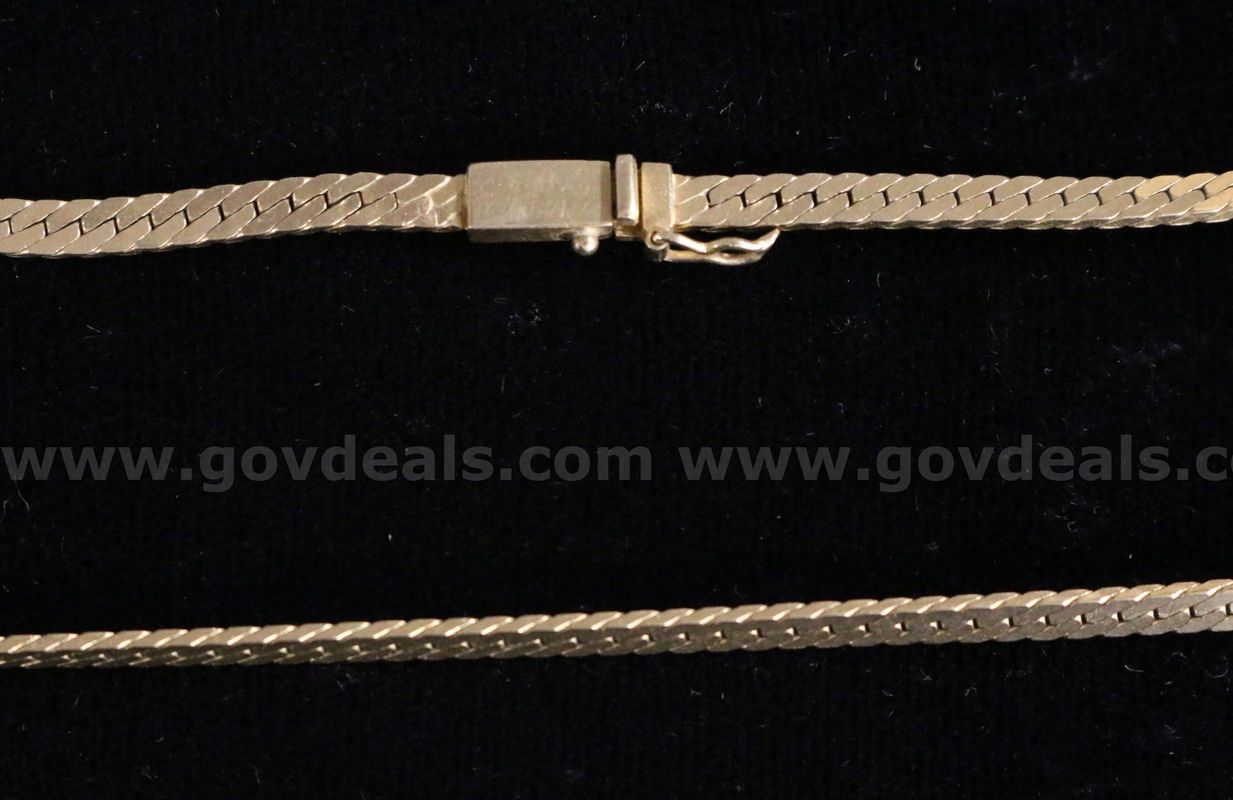 14k Yellow Gold Herringbone Necklace, 18.4 Grams