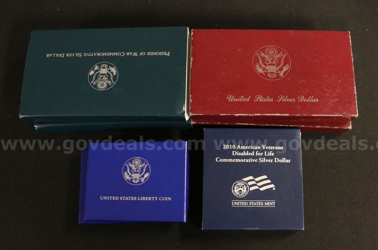 7 Assorted U.S. Modern Commemorative Silver Dollars and Clad Half Dollar Coins