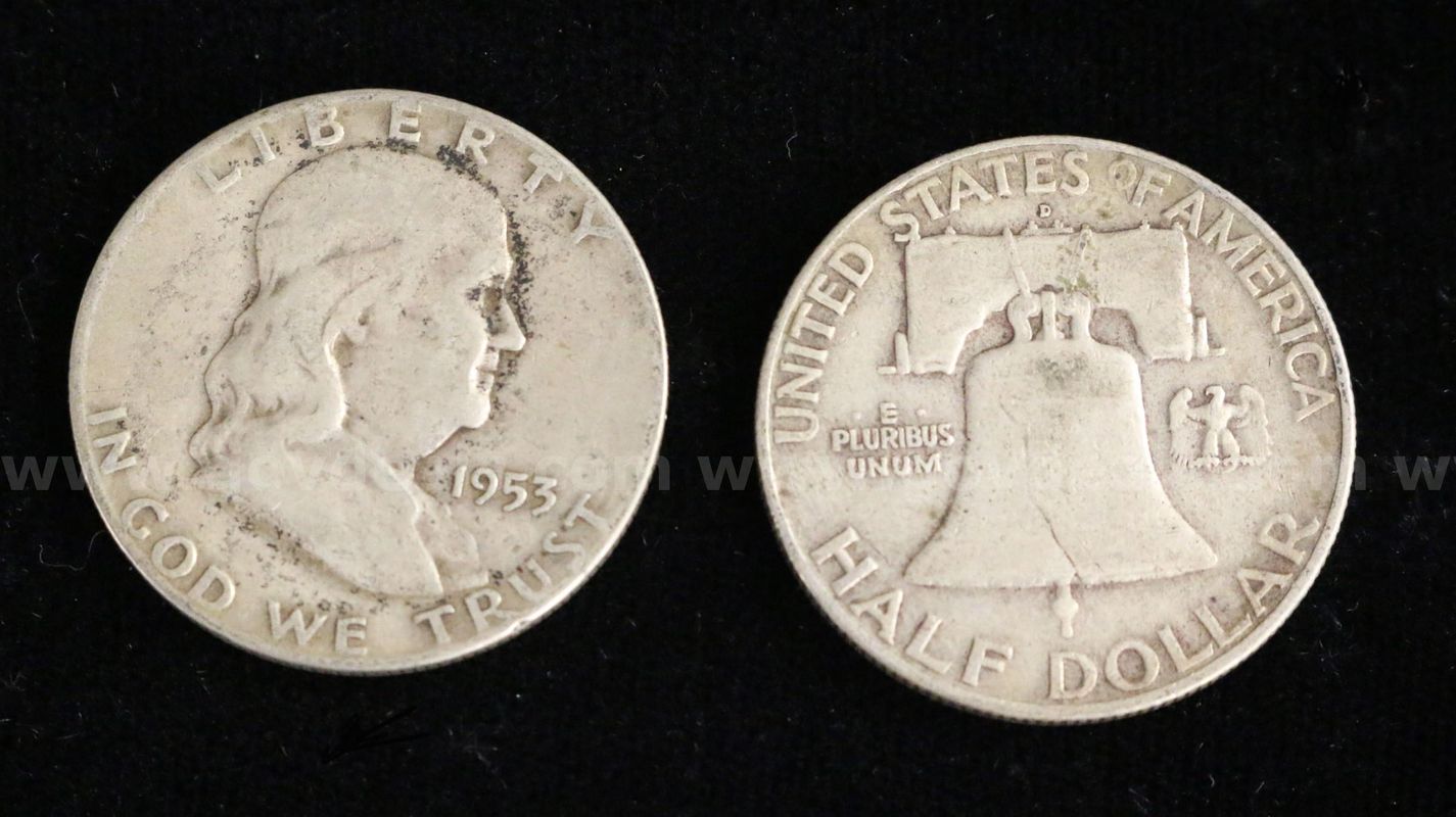 80 Assorted U.S. Silver Franklin Half Dollar Coins